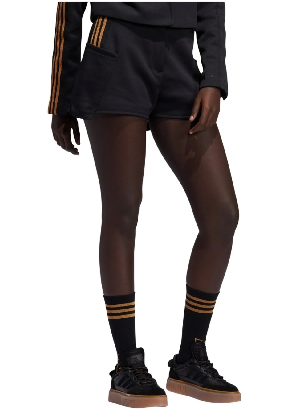 ADIDAS x Ivy Park Suit Shorts Beyonce 3 Stripes Sporty Tuxedo Pique Black Mesa S - Picture 5 of 16